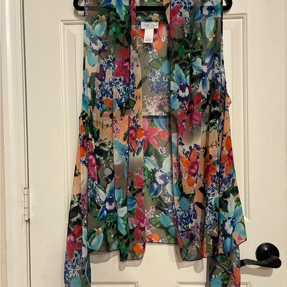 Molly & Max Vibrant Floral Sheer Vest - Picture 1 of 11